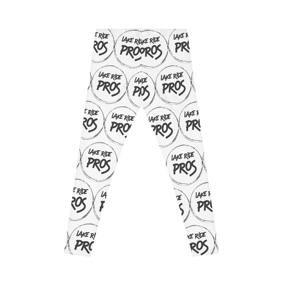 White Lake Ride Pros Women’s All-Over-Print Leggings - Monochrome Logo Pattern