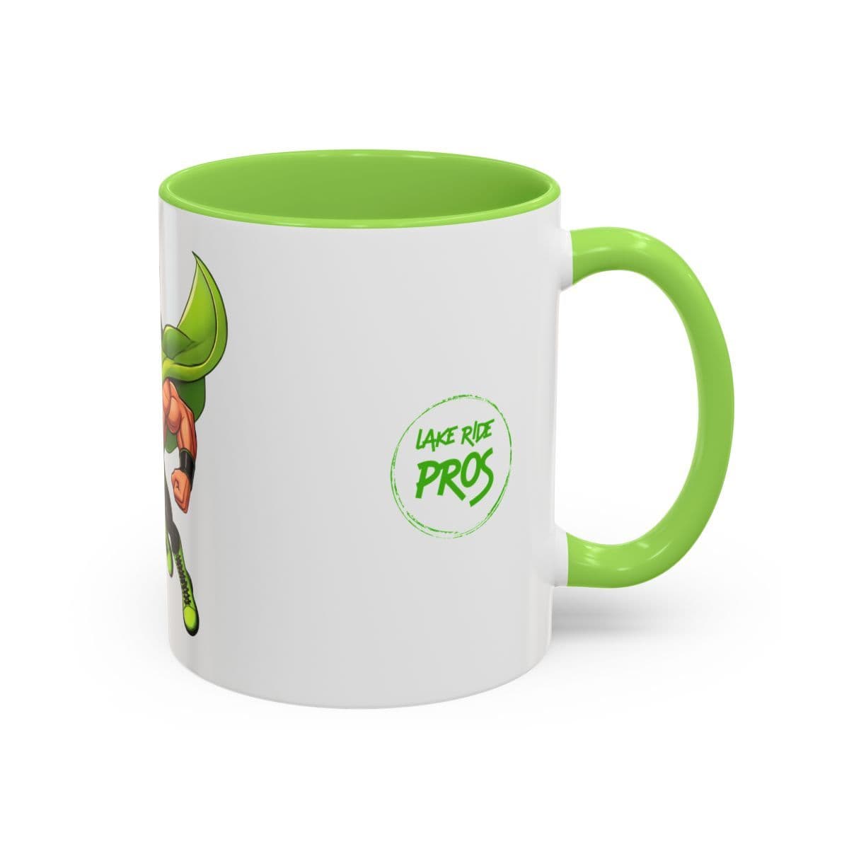 Lake Ride Pros Superhero Mug (11oz/15oz) — Colorful Coffee Cup with 'LRP' Mascot